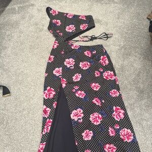 MAJORELLE Polka Dot Floral Maxi Dress – Size M